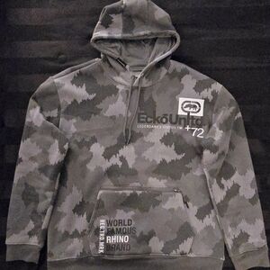 Ecko Unlimited Men's Gray Camouflage Pullover Hoodie